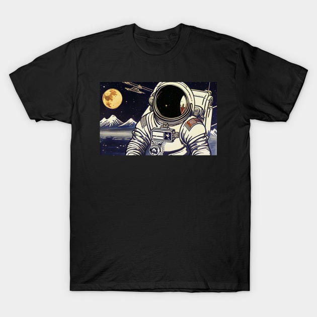 Astronaut ukiyo-e T-Shirt by cloudart2868